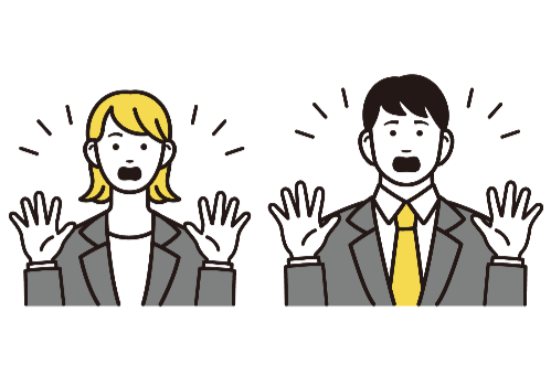 ほぼリモートワークができないと聞き、驚く男性と女性