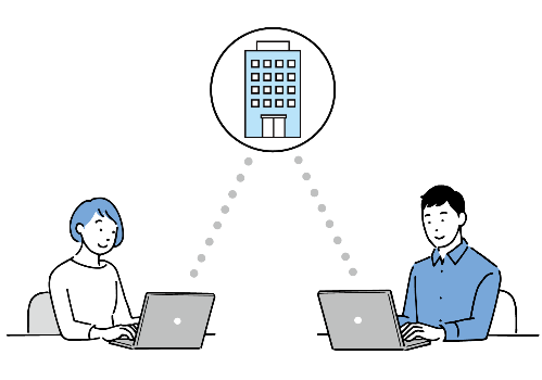 企業をチェックする男性と女性